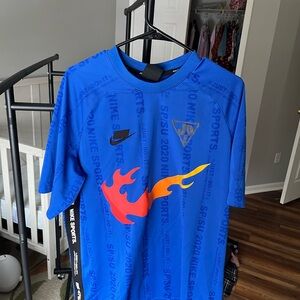 Nike Blue Graphic Tee with Flame Design